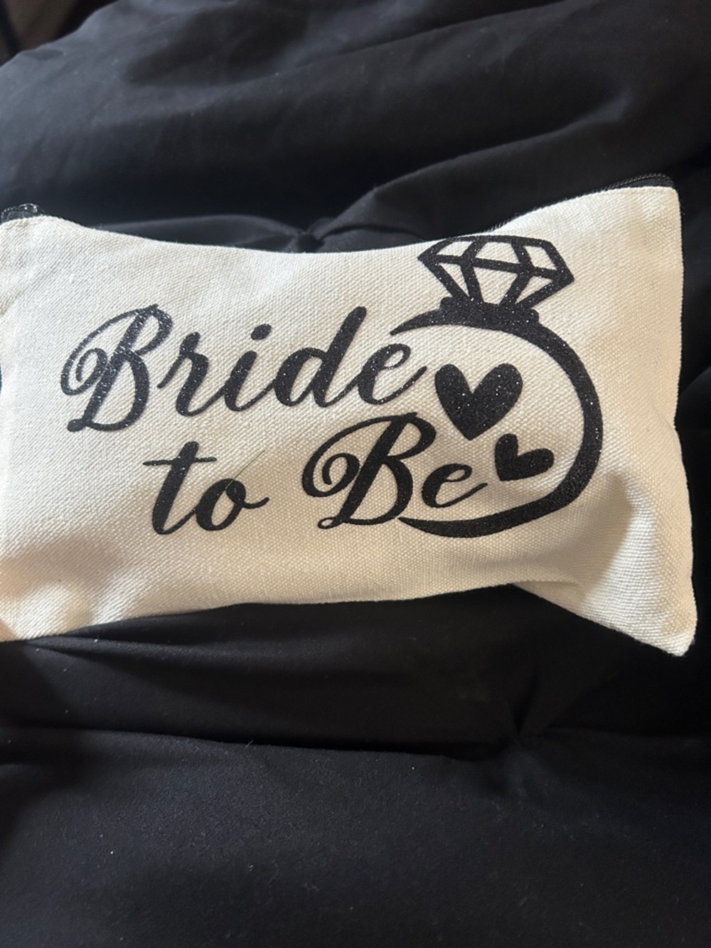 Bride to Be Decorative Pillow - White with Black Print